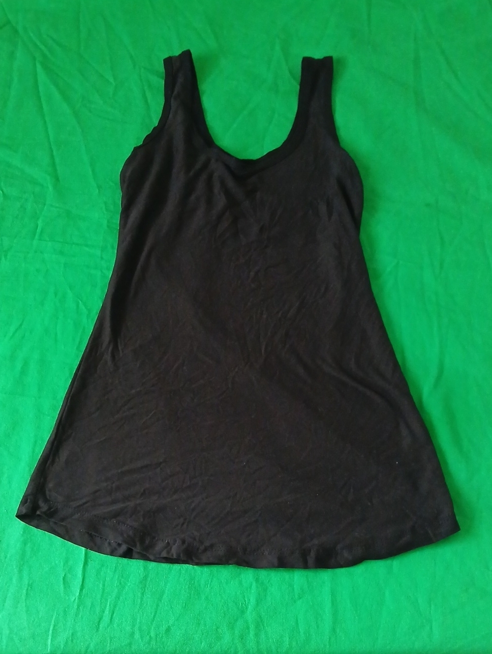 Black Tank Top with Flared Hem